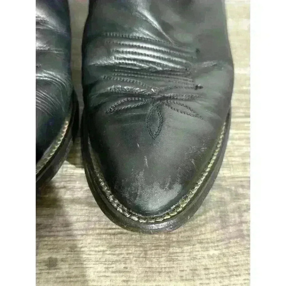 JUSTIN 6911 Black Classic Western Cowboy Boots Mens 7.5 - Picture 6 of 11